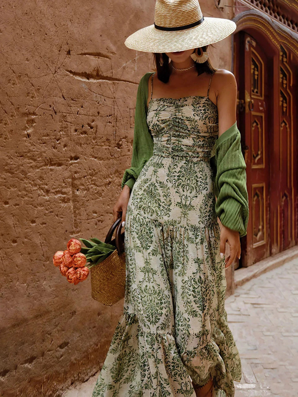 ZARA Chic Summer Beach Photoshoot Spaghetti Strap Slimming Long Dress
